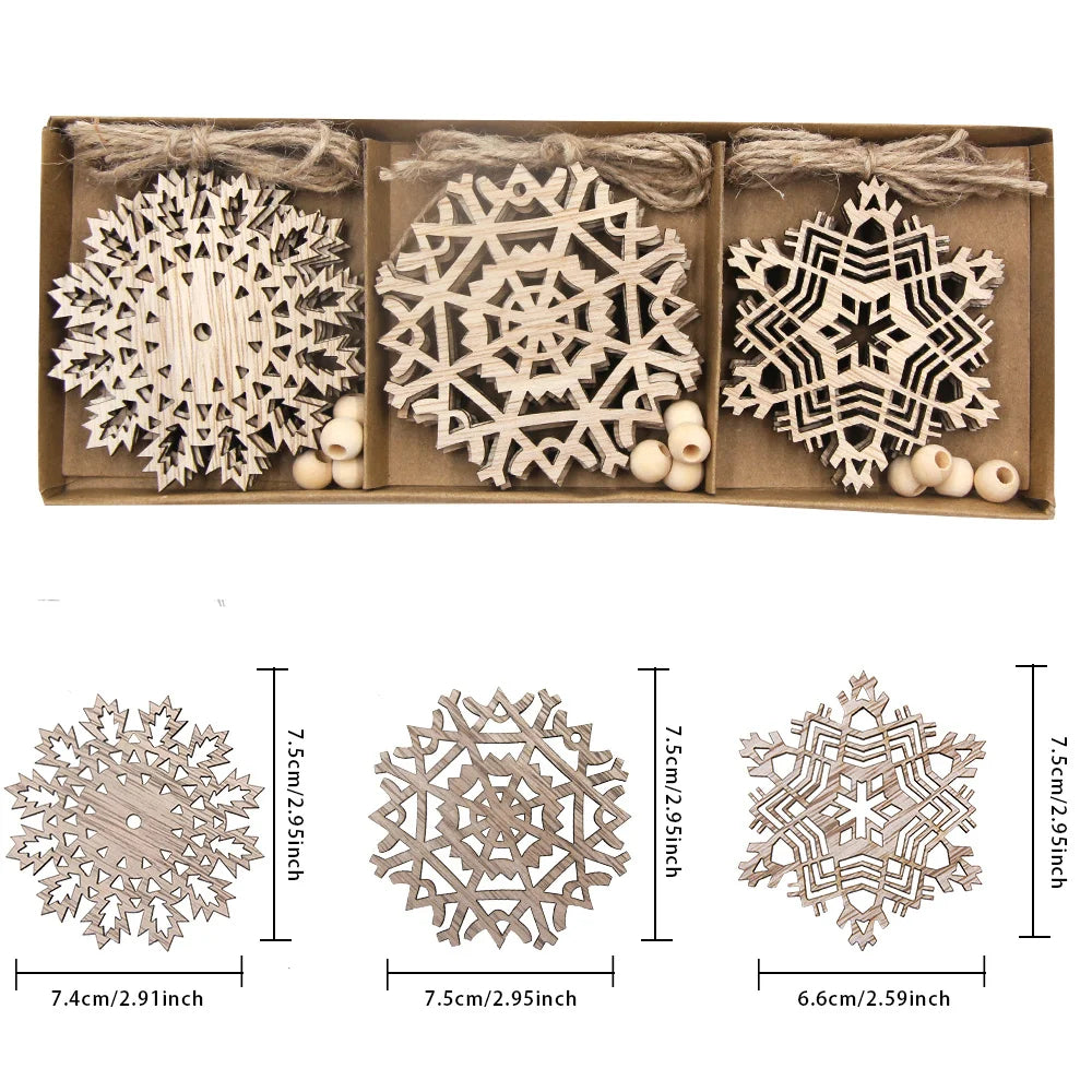 Holz-Schneeflocken Weihnachtsbaumschmuck