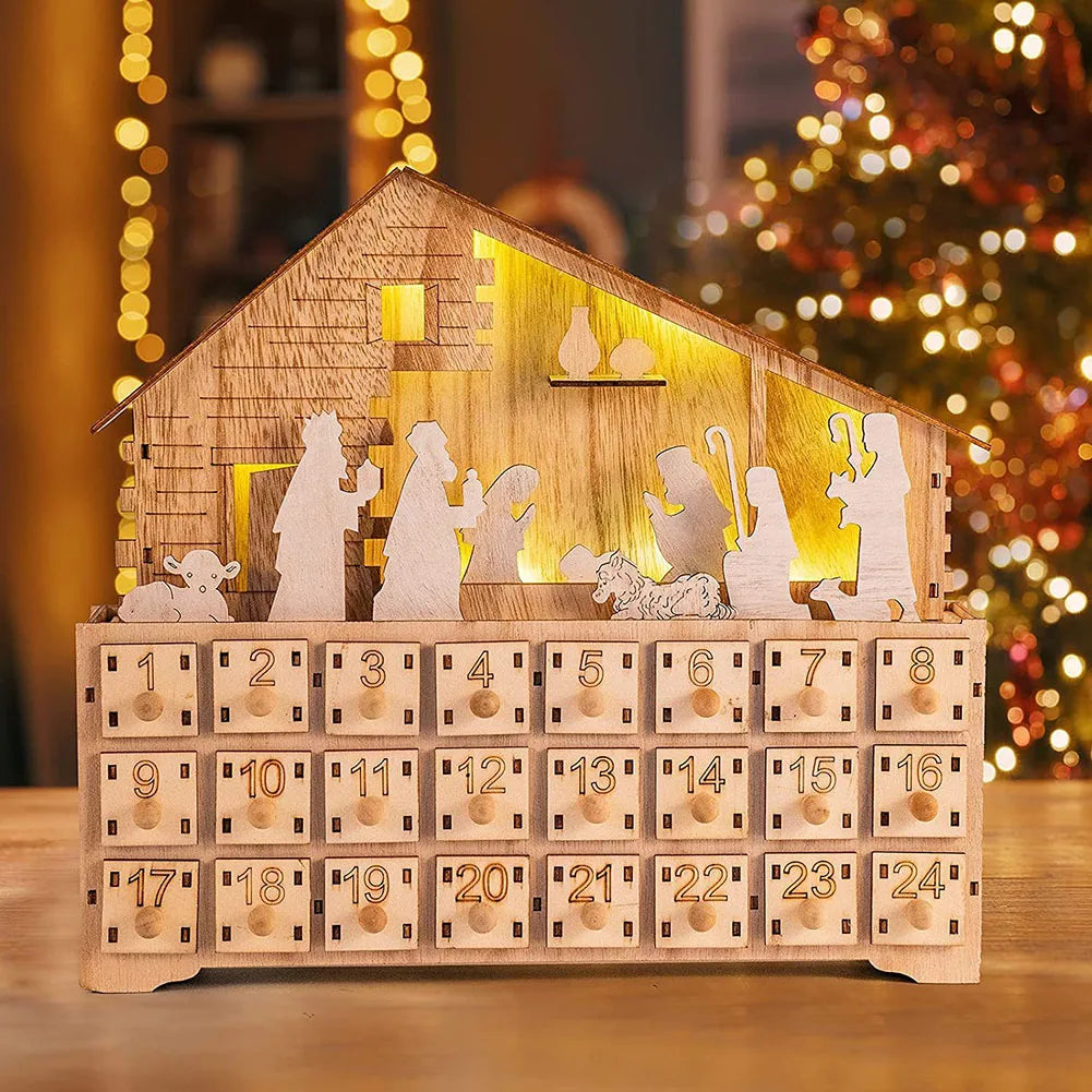 Holz-Adventskalender mit Schubladen