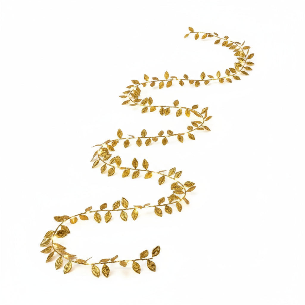 LED Lichterkette mit goldenen Blättern