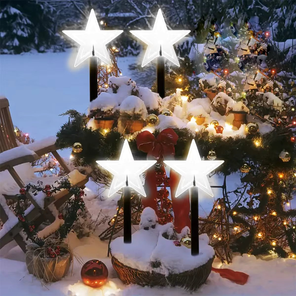 4er-Set Solar Weihnachts- und Outdoor-Deko