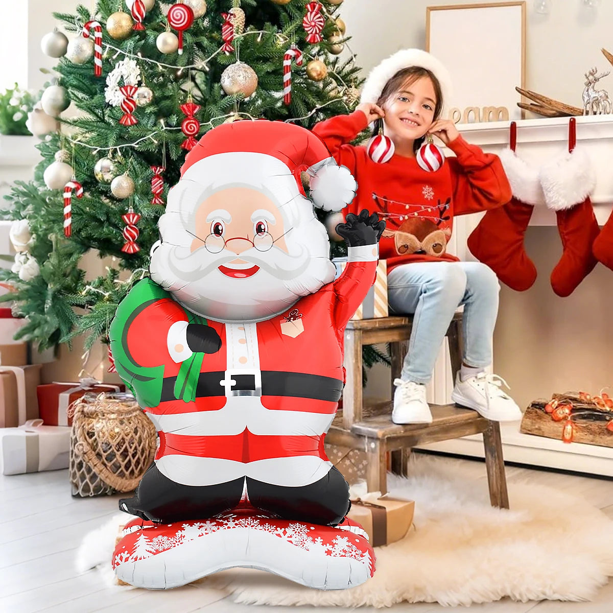 Weihnachtsballons Schneemann, Weihnachtsbaum, Santa Claus & goldener Elch