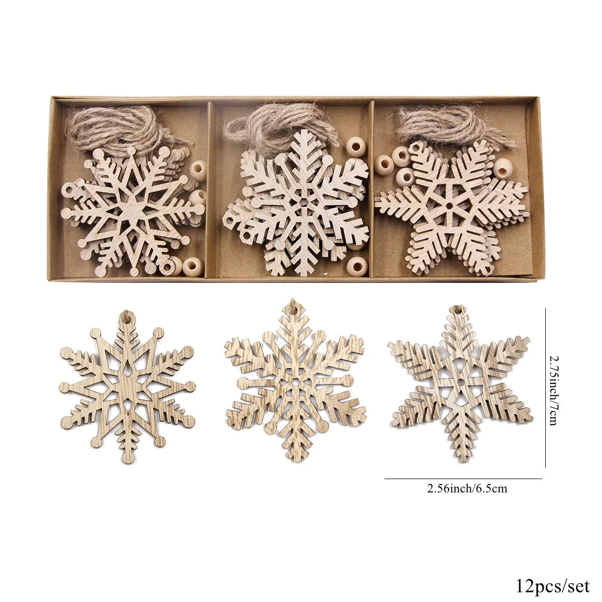 Holz-Schneeflocken Weihnachtsbaumschmuck