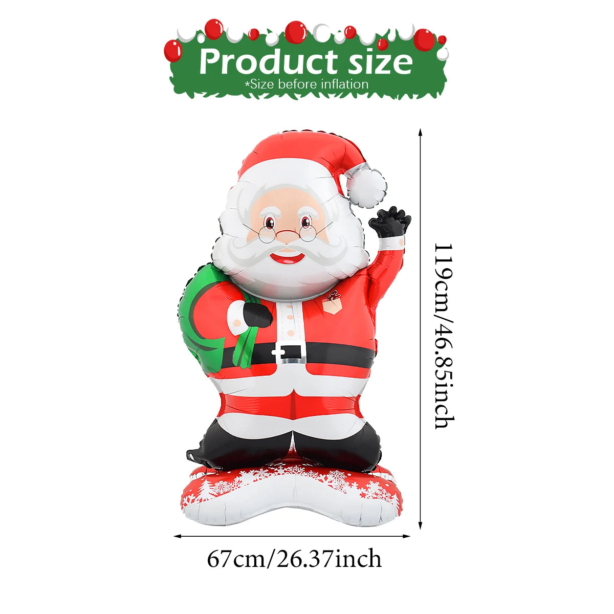 Weihnachtsballons Schneemann, Weihnachtsbaum, Santa Claus & goldener Elch