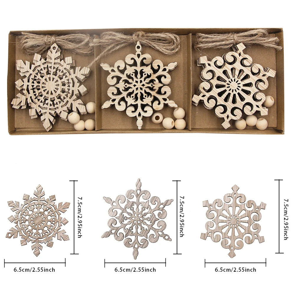 Holz-Schneeflocken Weihnachtsbaumschmuck