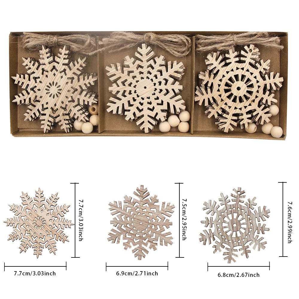 Holz-Schneeflocken Weihnachtsbaumschmuck