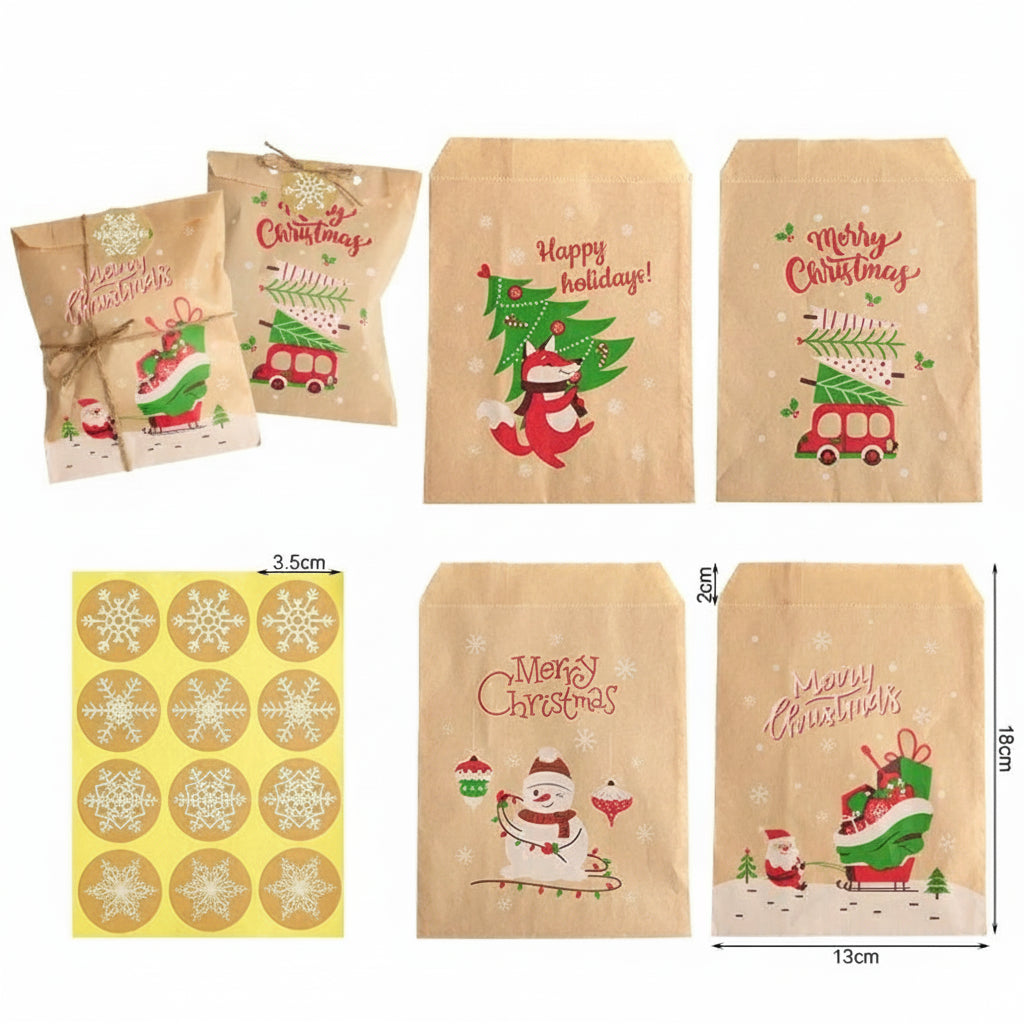 24er Set Weihnachts-Geschenktaschen