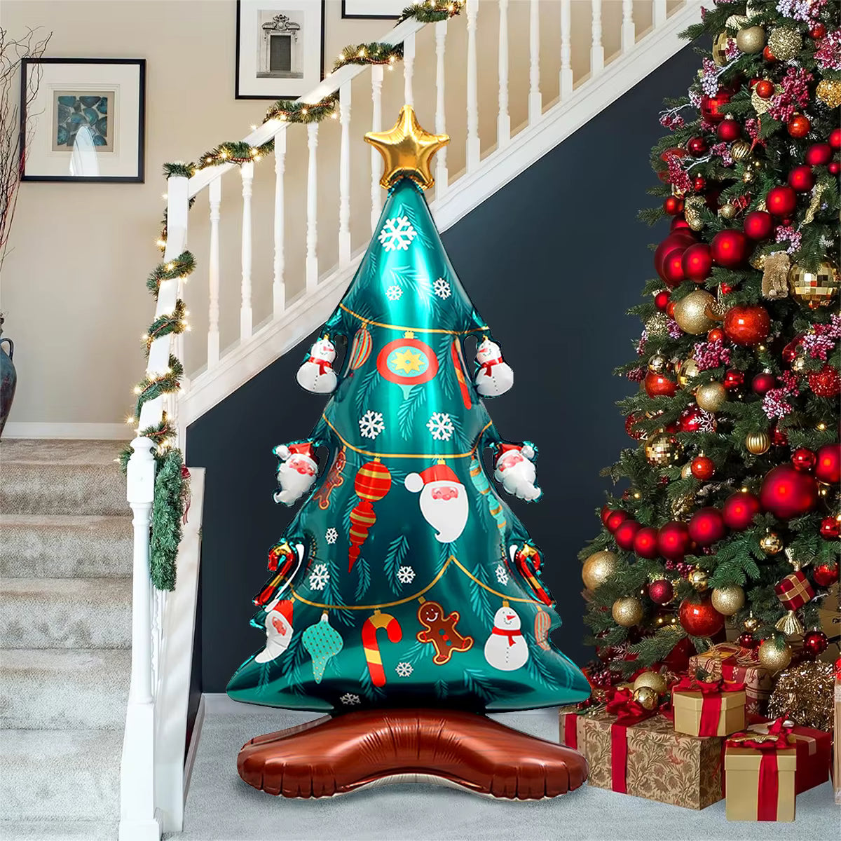 Weihnachtsballons Schneemann, Weihnachtsbaum, Santa Claus & goldener Elch