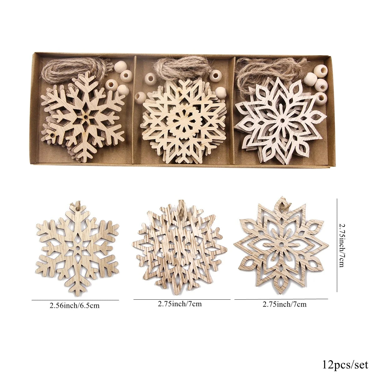 Holz-Schneeflocken Weihnachtsbaumschmuck