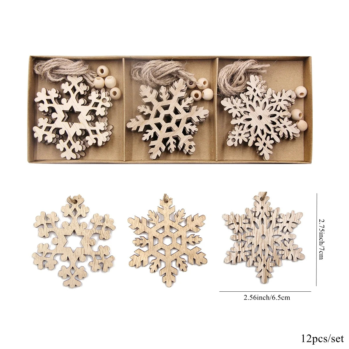 Holz-Schneeflocken Weihnachtsbaumschmuck