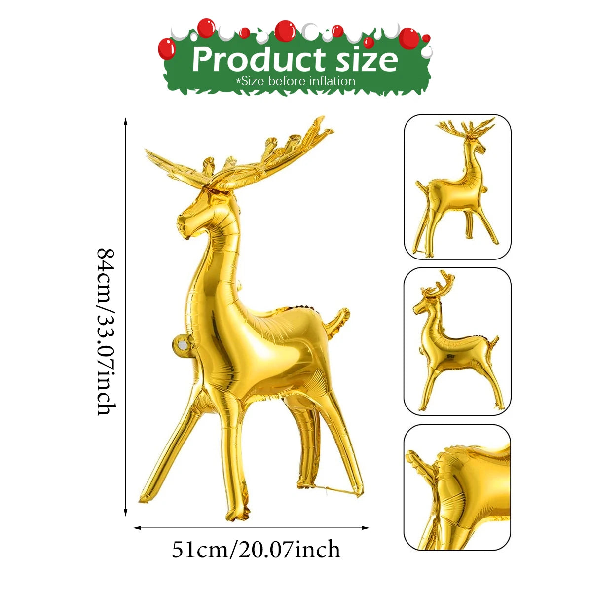 Weihnachtsballons Schneemann, Weihnachtsbaum, Santa Claus & goldener Elch